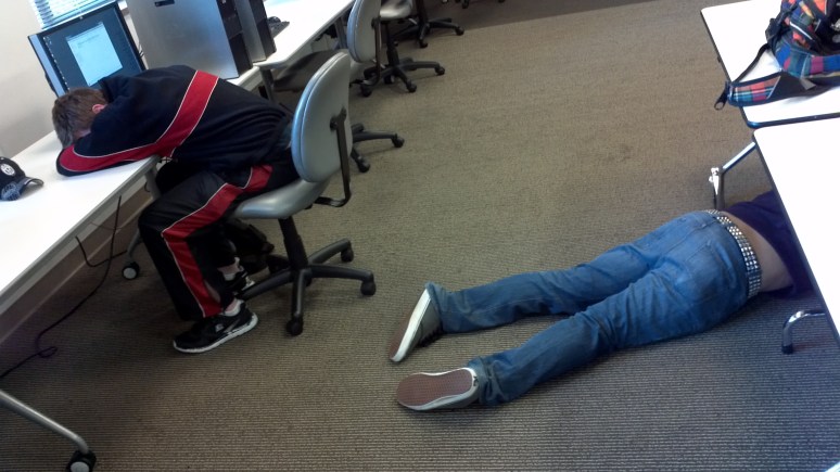 This is how I found my friends one morning after a long night of rendering in the lab.